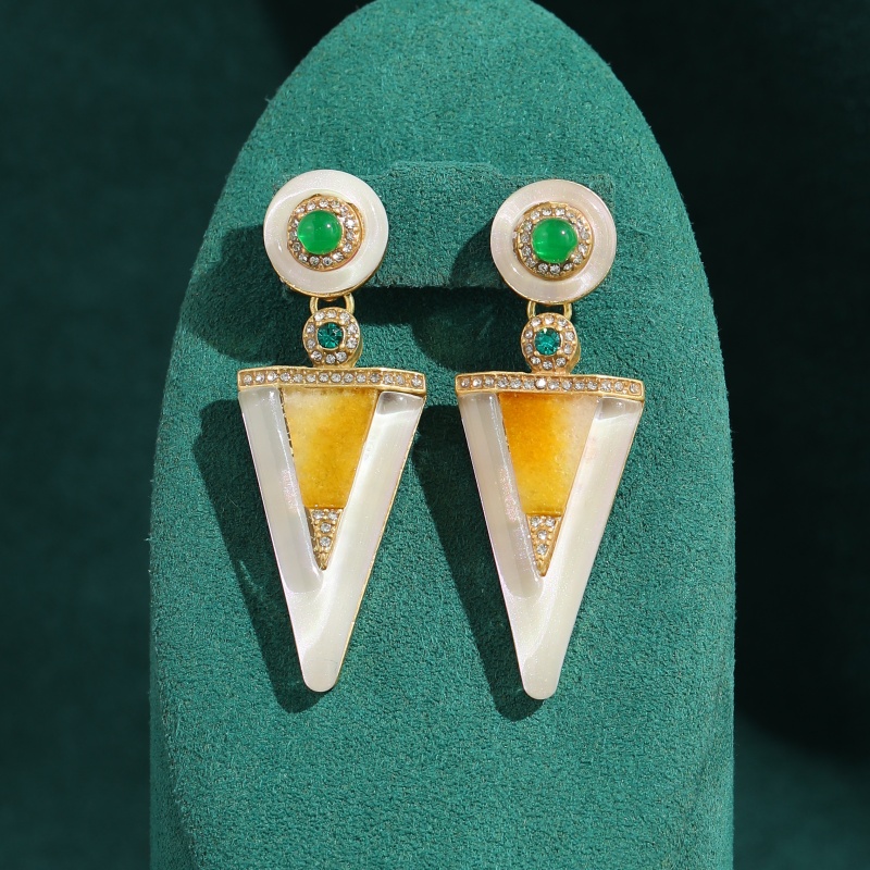 Vintage Fashion Jewelry Brands - Vintage Green Glazed Glacier White Shell