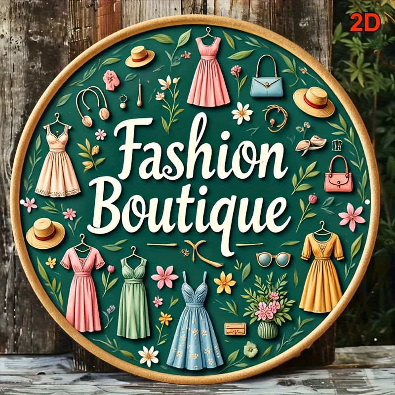 Vintage Fashion Store - Vintage Fashion Metal Wall Sign, 20x20cm