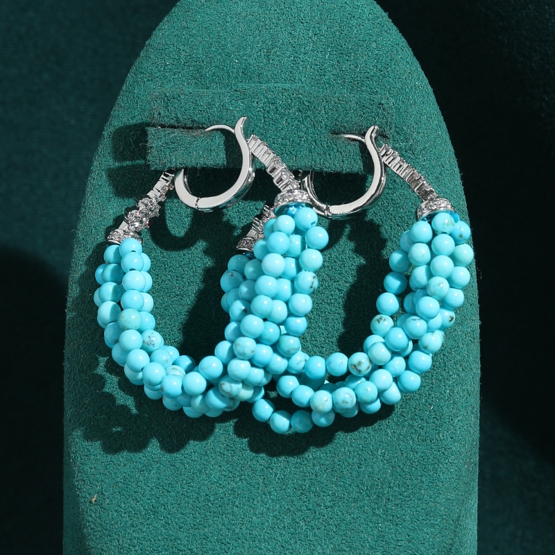 Vintage Fashion Jewelry Brands - Vintage Turquoise Half Round Earrings For