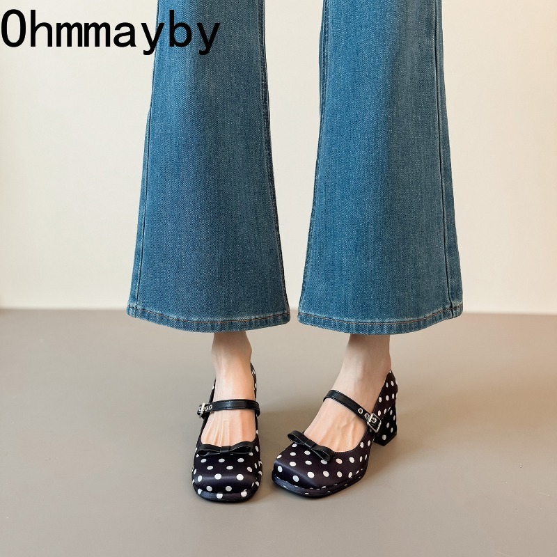 Vintage Thick Heel Polka Dot W - Vintage Fashion Female recension och pris