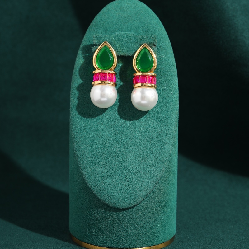 Vintage Green Glass Pink Zirco - Vintage Fashion Jewelry Brands recension och pris