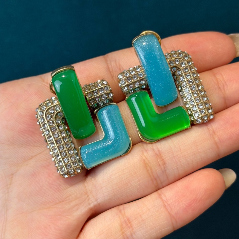 Vintage Blue Glass Green Geome - Vintage Fashion Jewelry Brands recension och pris