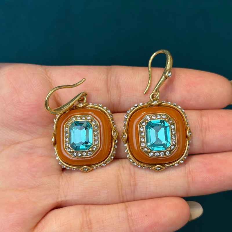 Vintage Blue Crystal Orange Gl - Vintage Fashion Jewelry Brands recension och pris
