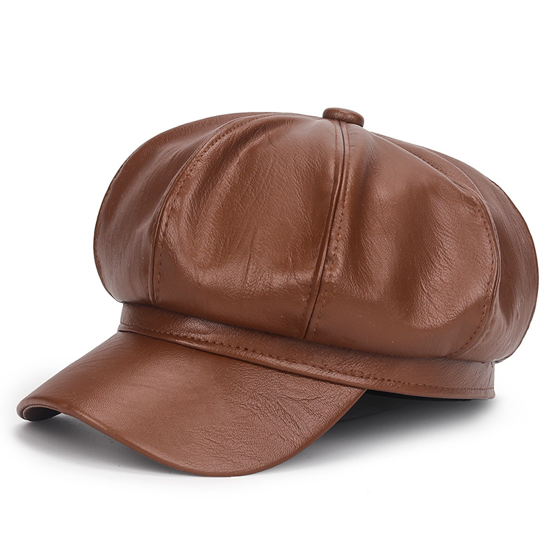 Winter Black PU Leather Hat fo - Vintage Fashion Hats recension och pris