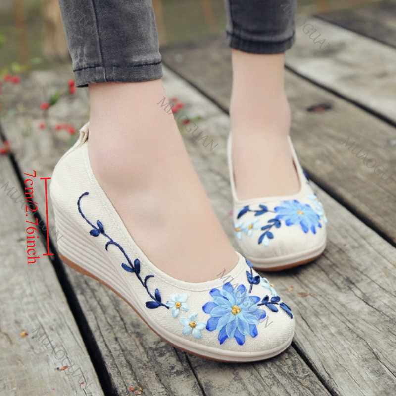 Embroidered Women Comfort Wedg - Vintage Fashion Female recension och pris