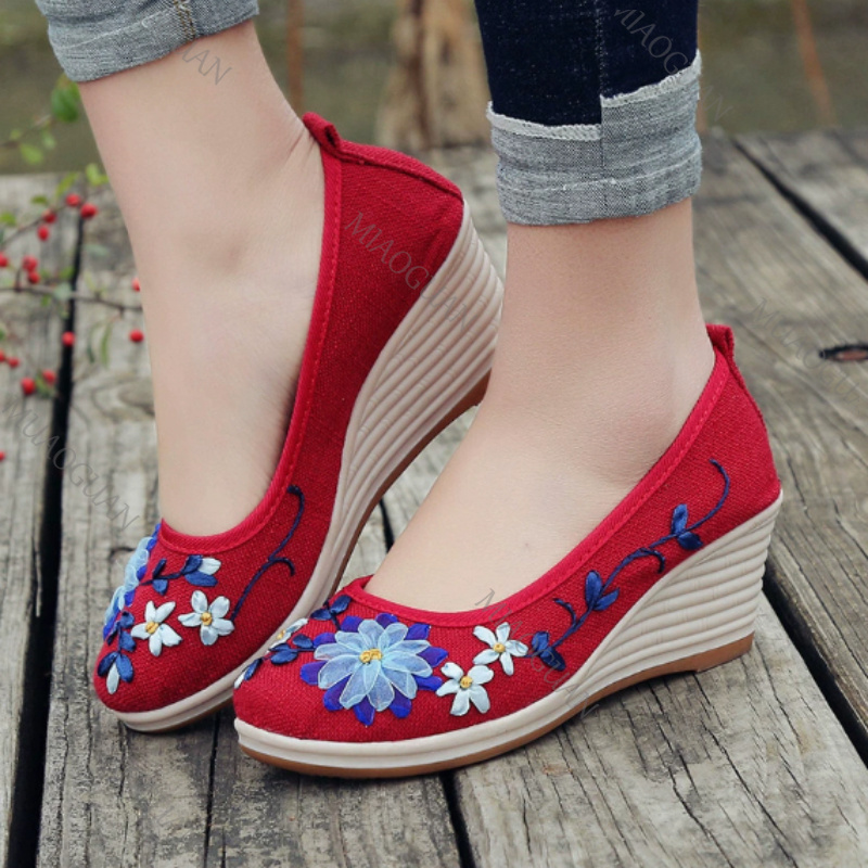 Embroidered Women Comfort Wedg - Vintage Fashion Female recension och pris