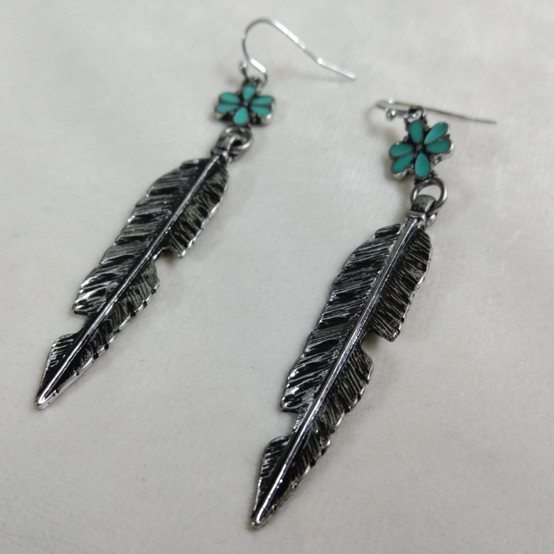 Antique Silver Feather Drop Ea - Vintage Fashion Jewelry Brands recension och pris