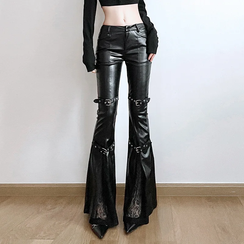 Women's PU Leather Flare Pants - Vintage Fashion Aesthetic recension och pris