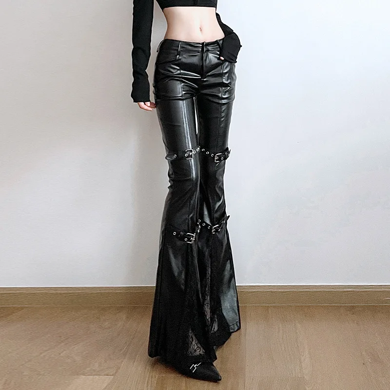 Women's PU Leather Flare Pants - Vintage Fashion Aesthetic recension och pris