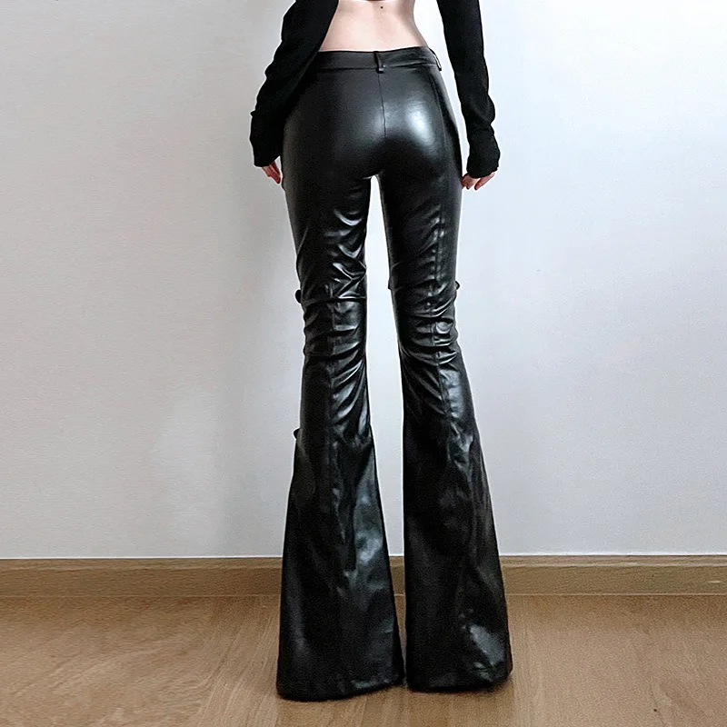 Women's PU Leather Flare Pants - Vintage Fashion Aesthetic recension och pris